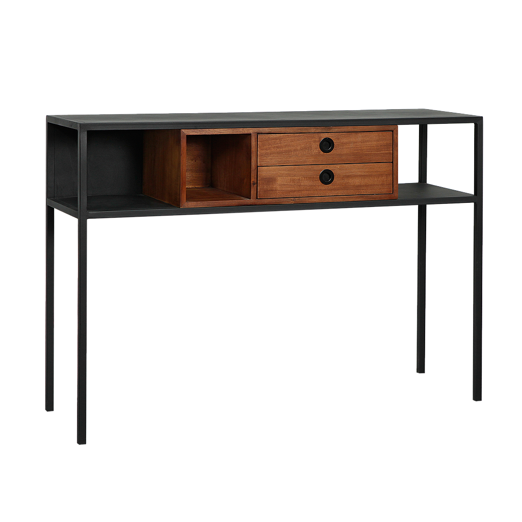 JOHNSON - Console table L120 - Matt black and Washed antic