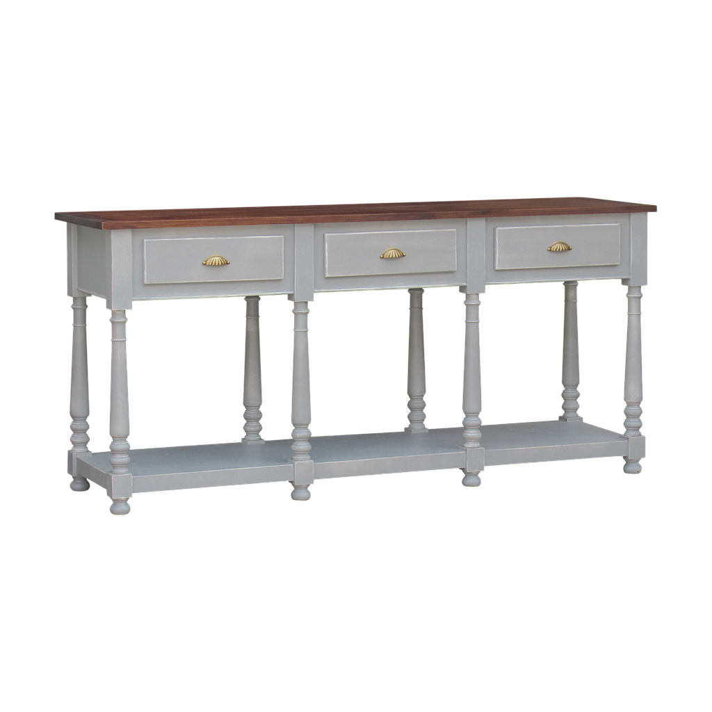 FOUCAULT - Console table L180 - Washed antic and Brocante light grey