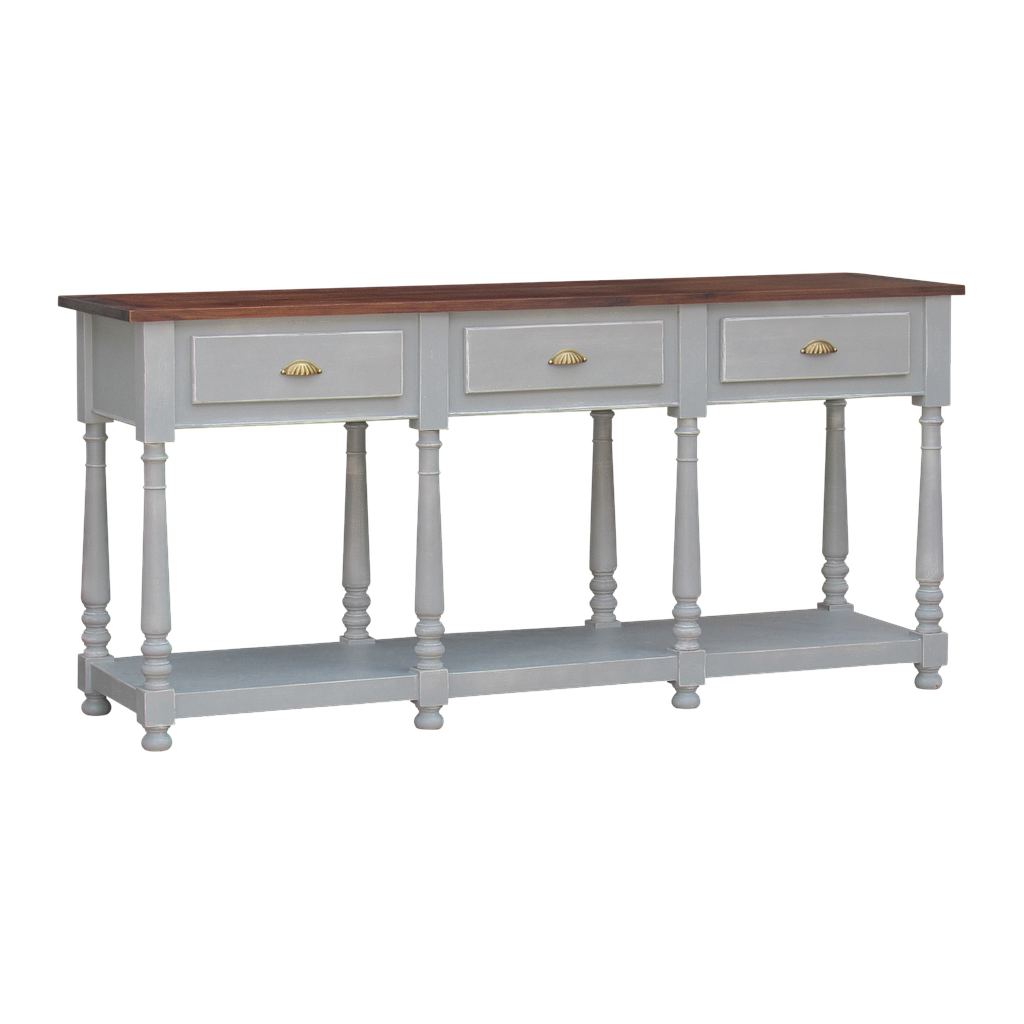 FOUCAULT - Console table L180 - Washed antic and Brocante light grey