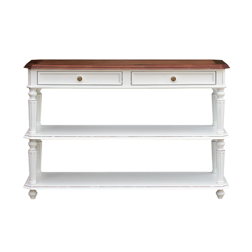 ANNE - Console table L120 - Brocante white and Washed antic