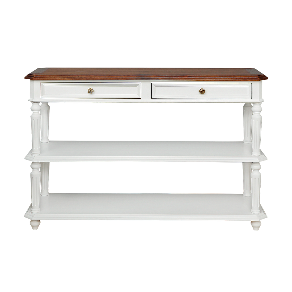 ANNE - Console table L120 - Brushed white and Washed antic