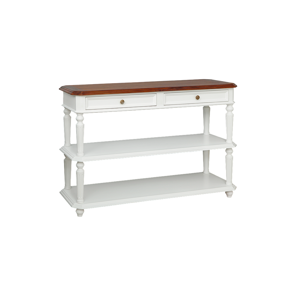 ANNE - Console table L120 - Brushed white and Washed antic