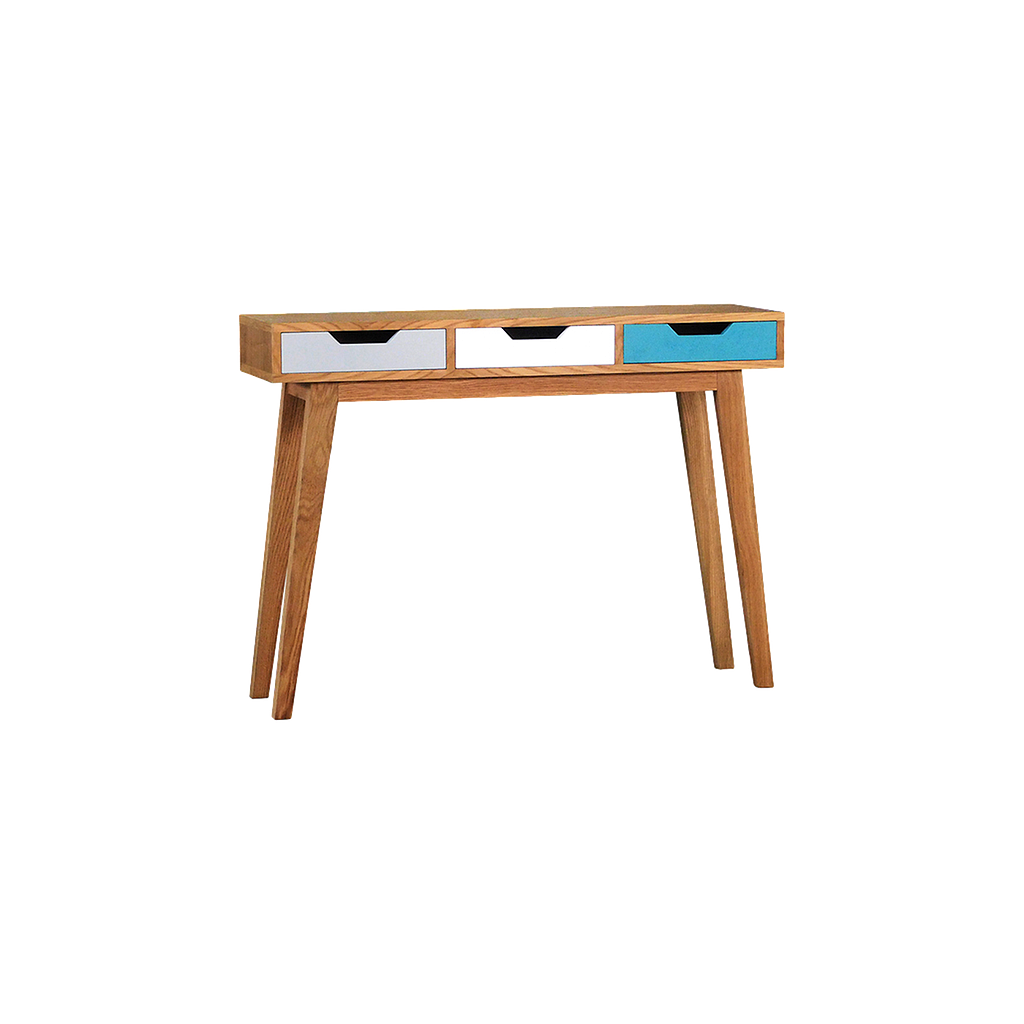 OSLO - Console table L110 - Natural oak and Multicolor lacquered