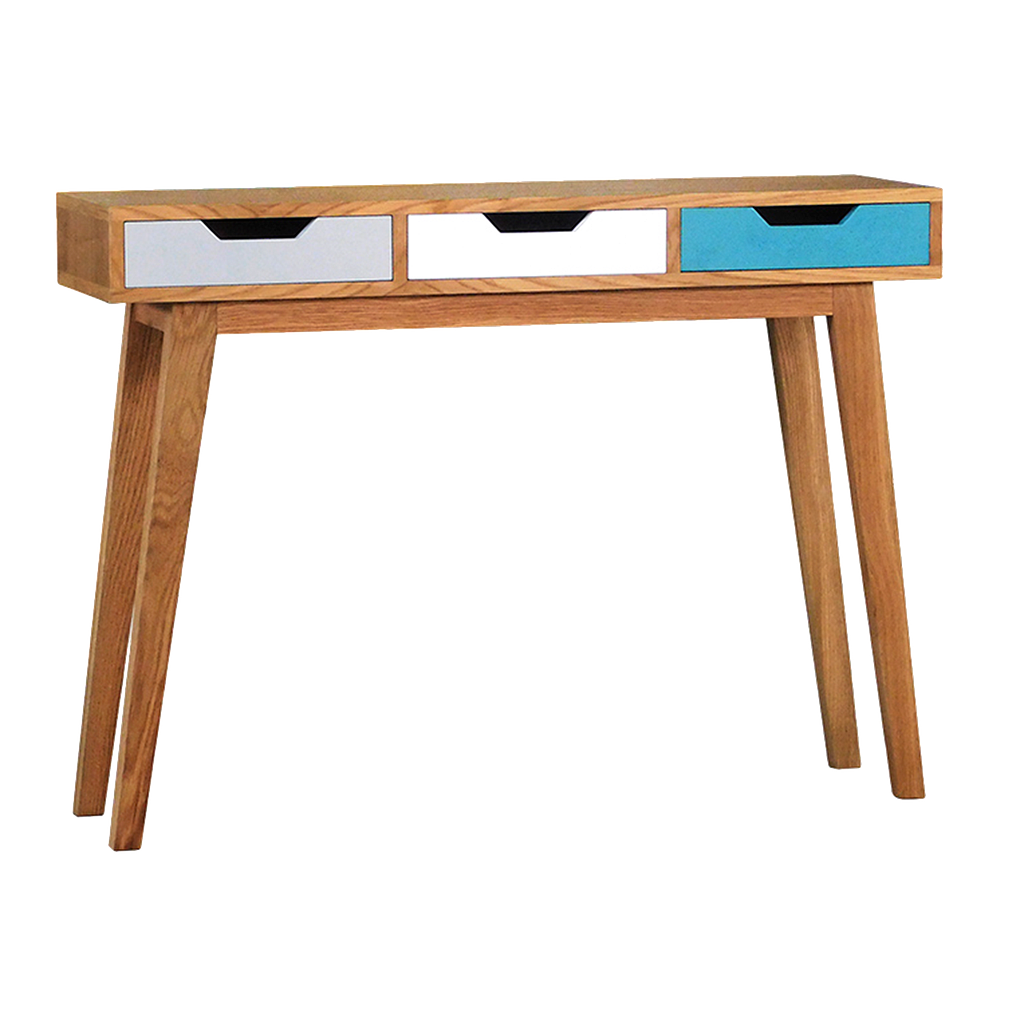 OSLO - Console table L110 - Natural oak and Multicolor lacquered