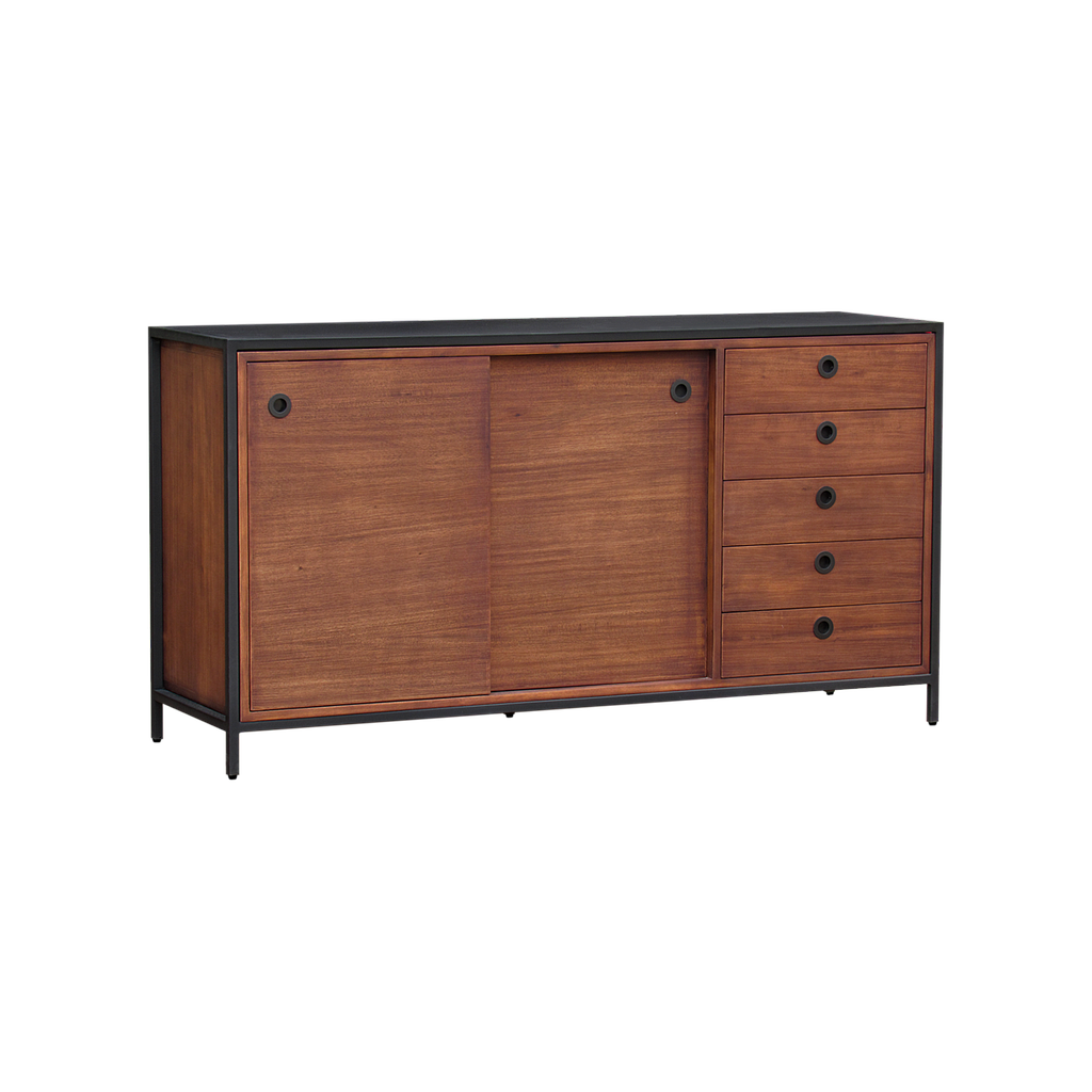 JOHNSON - Sideboard L150 - Matt black and Washed antic