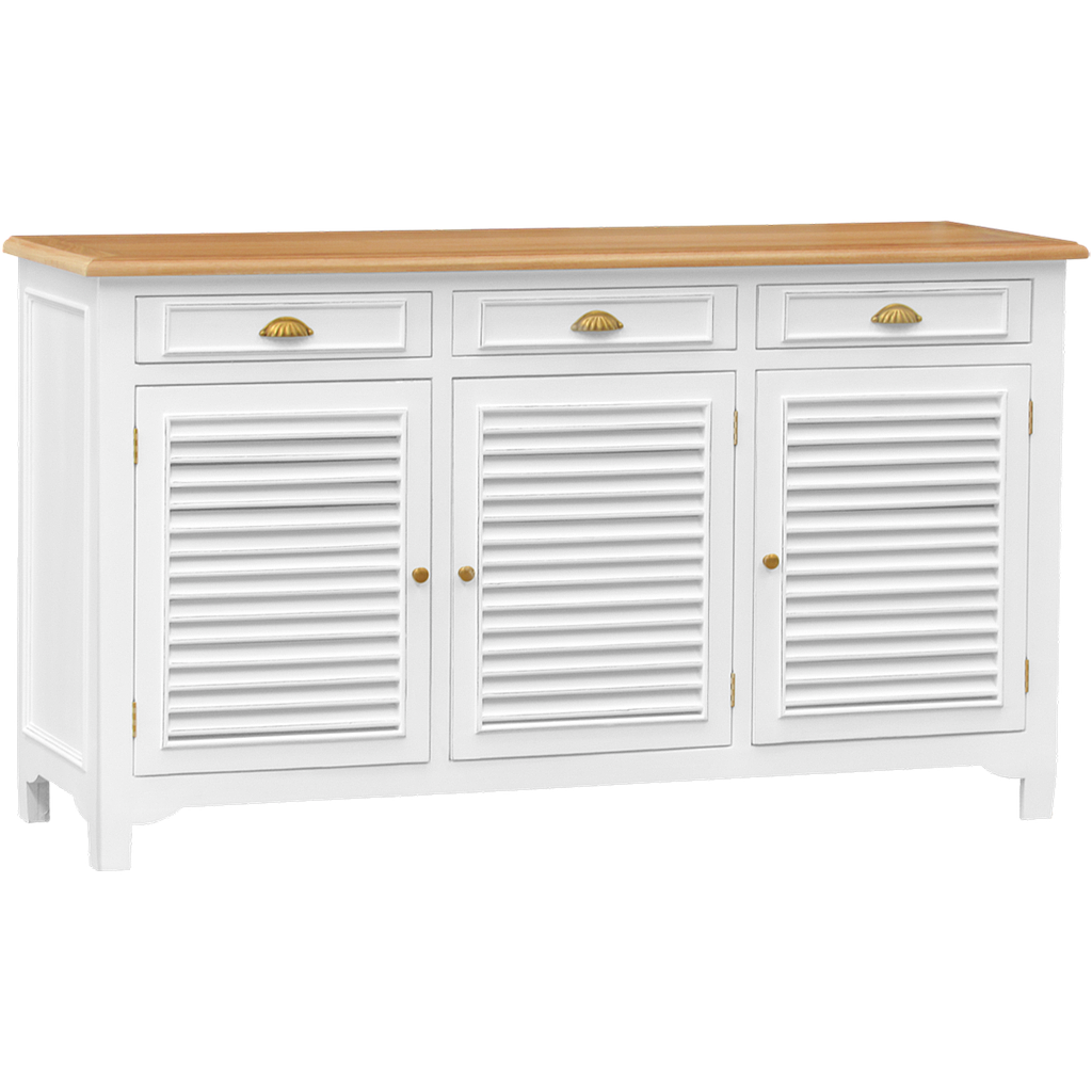 CAEN - Sideboard L160 - Brocante white and Natural oak