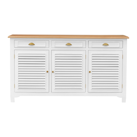CAEN - Sideboard L160 - Brocante white and Natural oak
