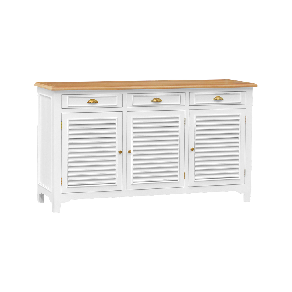 CAEN - Sideboard L160 - Brocante white and Natural oak