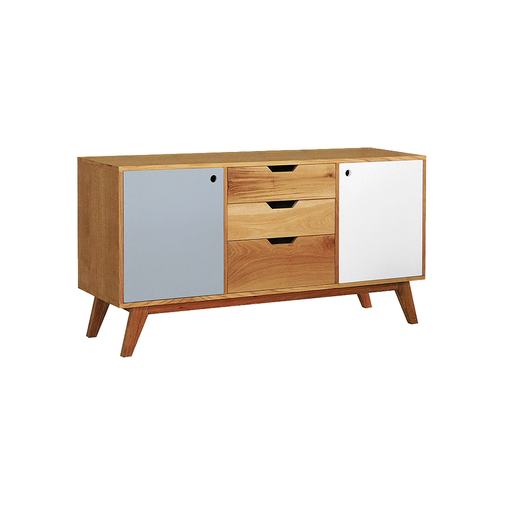 OSLO - Sideboard L145 - Natural oak, White lacquer, Light grey lacquer