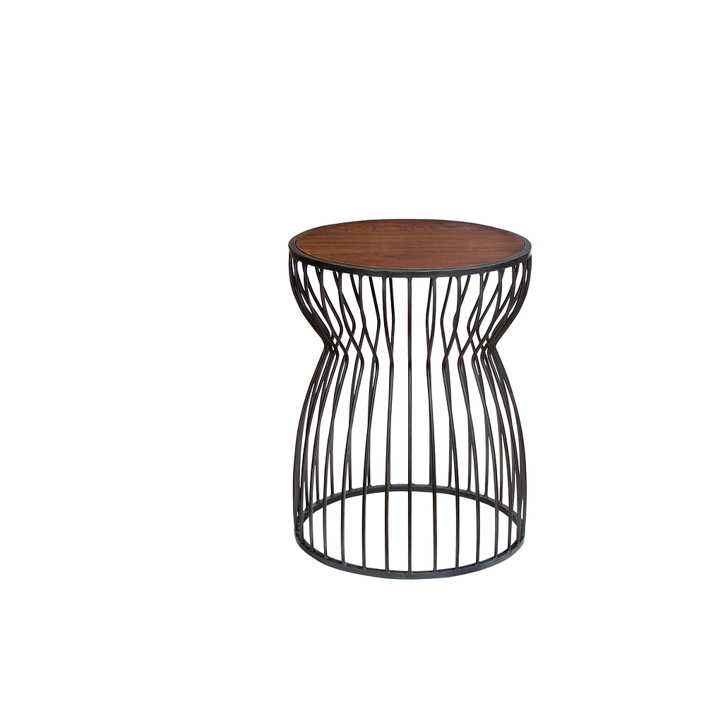 DRUM - Side table Diam.40 x H51 - Vintage anthracite and Washed antic