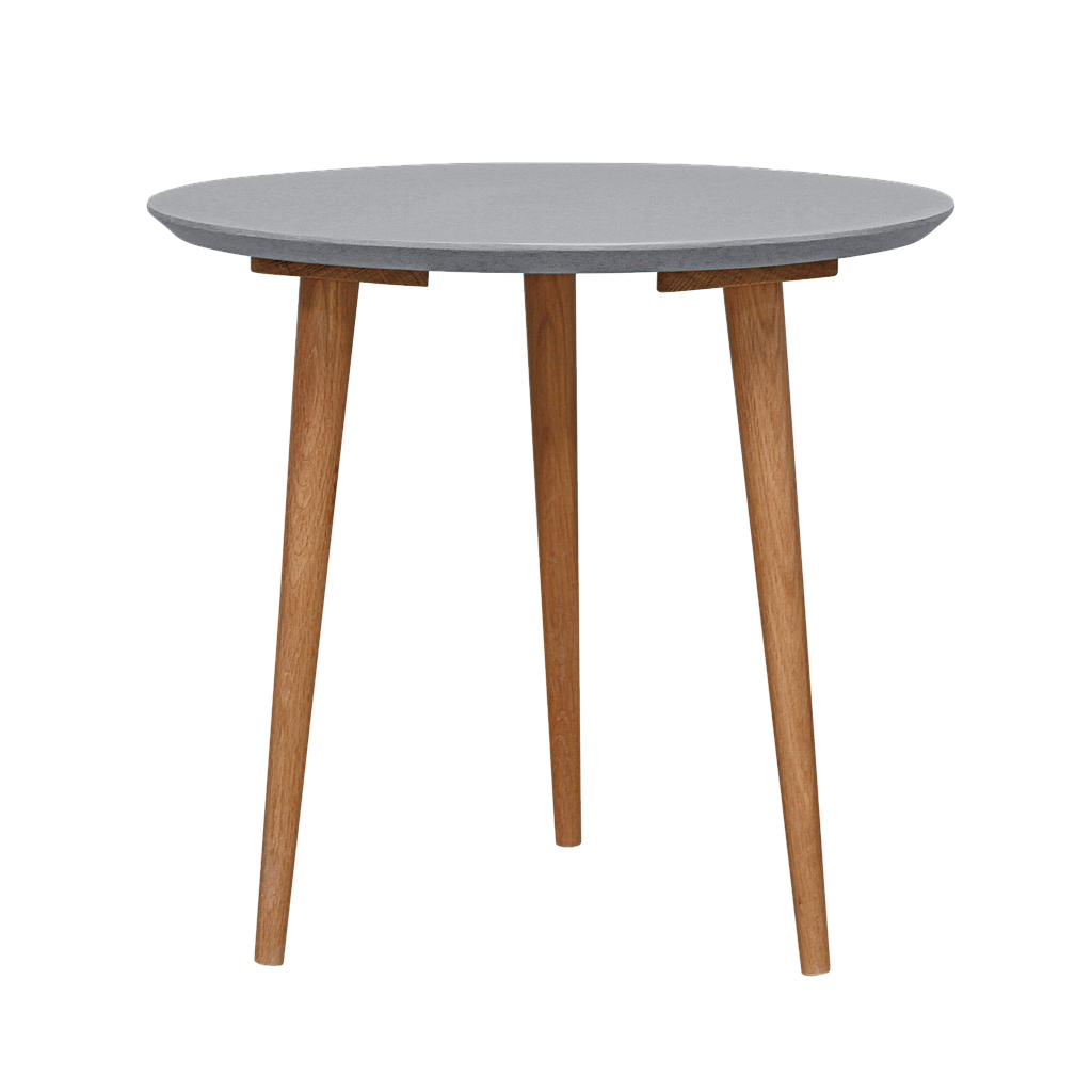 HELSINKI - Side table Diam.55 x H50 - Natural oak and light grey lacquer