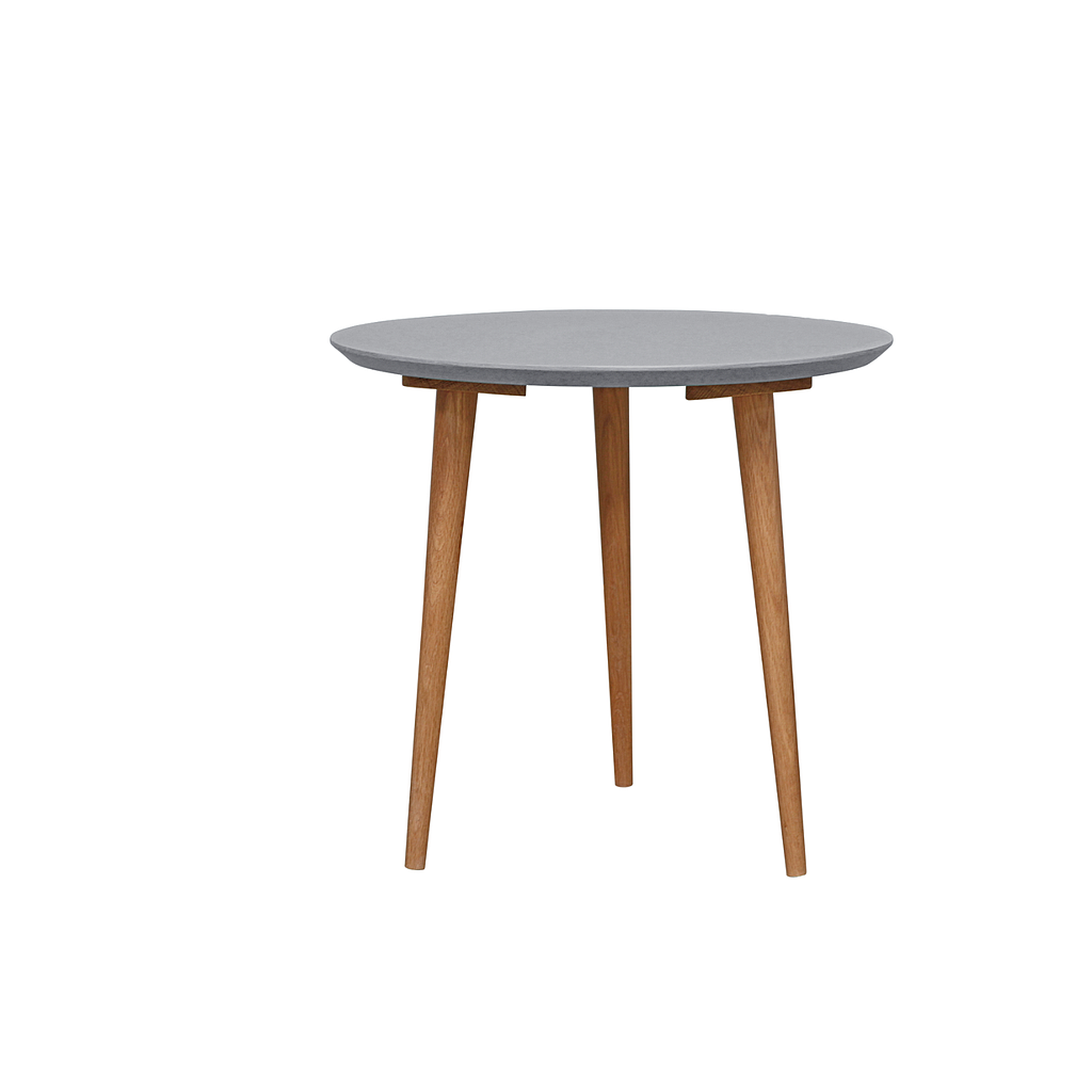 HELSINKI - Side table Diam.55 x H50 - Natural oak and light grey lacquer