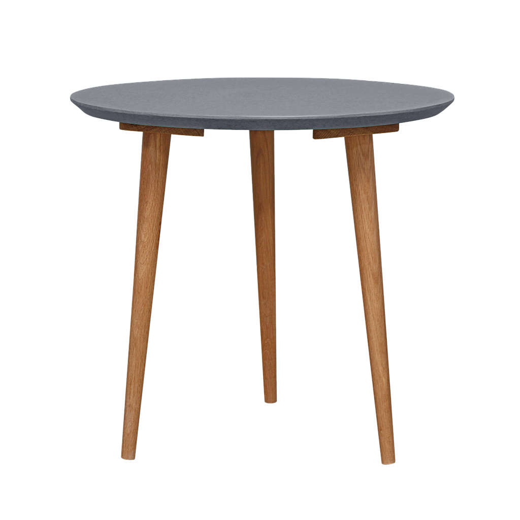 HELSINKI - Side table Diam.55 x H50 - Natural oak and pearl grey lacquer