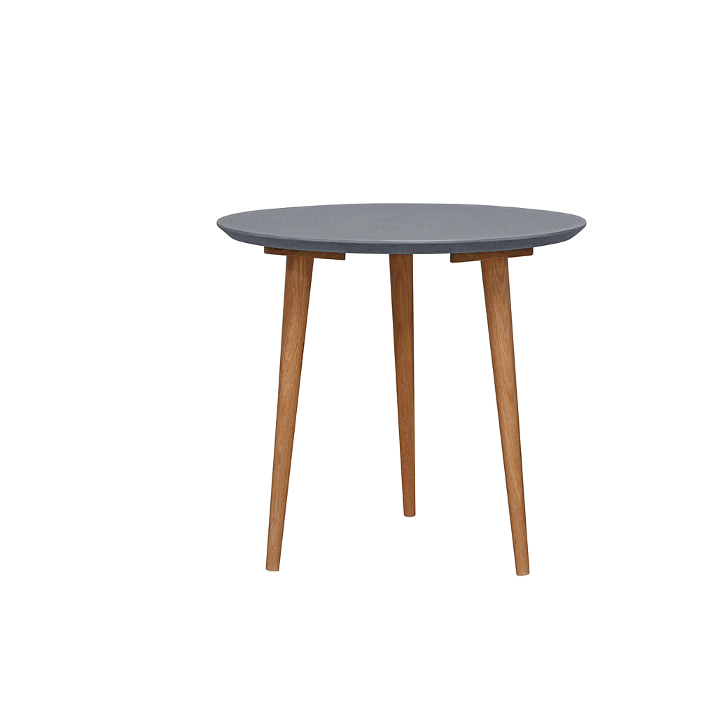 HELSINKI - Side table Diam.55 x H50 - Natural oak and pearl grey lacquer