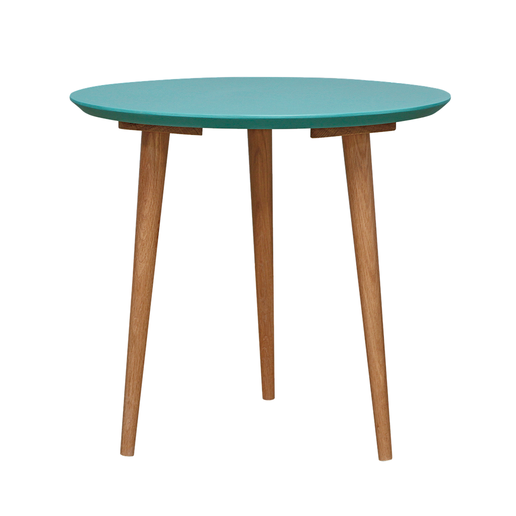 HELSINKI - Side table Diam.55 x H50 - Natural oak and stoner blue lacquer