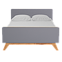 DONAN - Twin size bed 120x200 - Pearl grey and natural oak