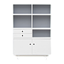 LAURA - Bookcase L110 x H160 - White and Pearl grey