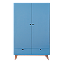 OSLO - Wardrobe L124 x H200 - Stone blue and Natural acacia