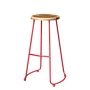 JIN - Bar stool H78 - Chinese red and Natural acacia