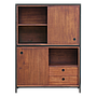 JOHNSON - Highboard / Bookcase L110 x H150 - Matt black and Washed antic