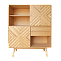 PORTO - Highboard / Bookcase L110 x H140 - Natural oak