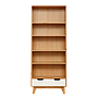 OSLO - Bookcase L75 x H188 - Natural oak and White lacquer