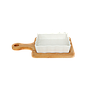 HUGO - Appetizer tray - White ceramic with bamboo base