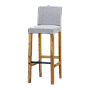 OSKAR - Bar stool H115 - Natural acacia and Light grey cover