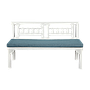 AMBRE - Outdoor bench L121 - Patina white and Blue cushion