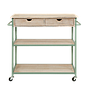 PALMI - Kitchen trolley L100 x H90 - Mint and Whitened acacia