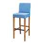 OSKAR - Bar stool H115 - Natural acacia and Blue cover
