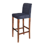 OSKAR - Bar stool H115 - Washed antic and Dark blue cover