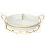 DARCY - Ceramic round Tray 3 compartments - Gold and White