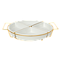 Serving tray 4 compartments - Gold and white