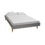 HELSINKI - Twin size bed (Mattress 120x200) - Pearl grey lacquer and Natural oak