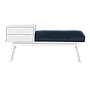 HELSINKI - Hallway bench L110 - Brocante white and Dark blue cushion