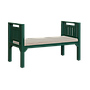 AMBRE - Outdoor bench L120 - Jungle green and Cream cushion