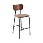 MATTEO - Bar chair - Matt black, Washed antic and Light brown cover