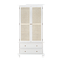 LLONA - Wardrobe L100 x H200 - Brocante white and Natural cane