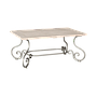 THYRA - Patio coffee table L100 x W60 - Vintage silver and Whitened acacia