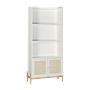 LUMAE - Bookcase L80 x H175 - White, Toffee and Natural cane