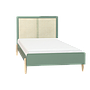 	LUMAE - Single size bed (Mattress 90x200) - Mint, Toffee and Natural cane